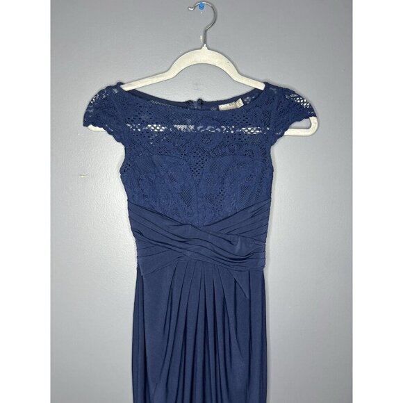 ASOS Lace Bodice The Perfect Wedding Guest Dress Women’s 2 Midi Navy Blue Prom - Picture 3 of 15
